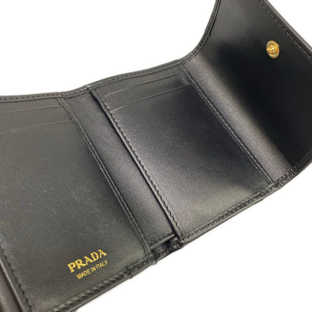 Prada Trifold Wallet Black Leather — view 3