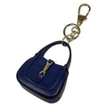 Gucci Key Holder New Jackie Navy Gold Bag Motif Leather