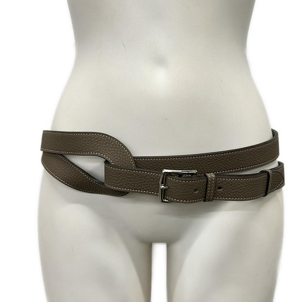 Hermes Belt 90 Etriviere Double Tour Etoupe Silver — view 6
