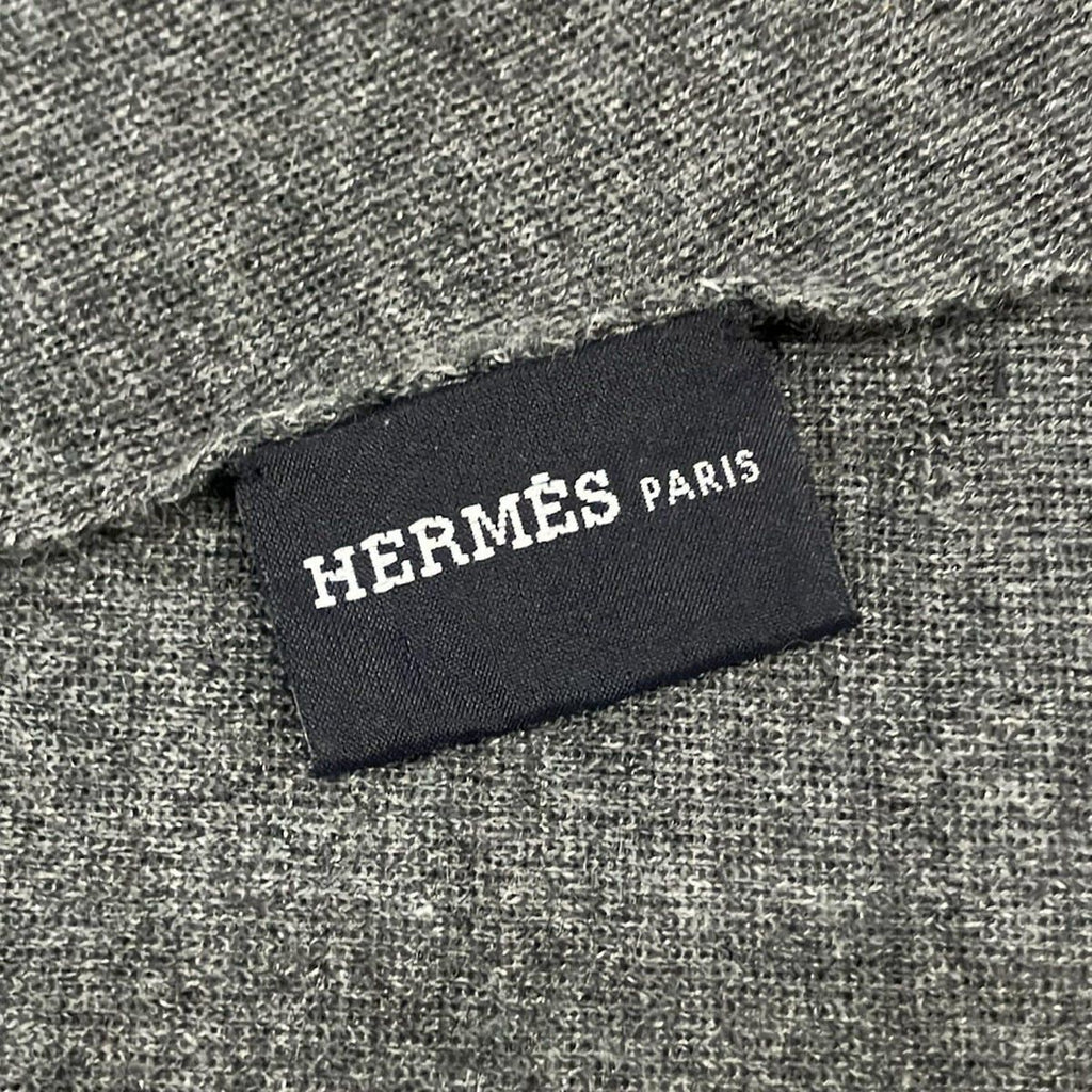 Hermes Shawl Gray Cashmere Silk Scarf — view 2