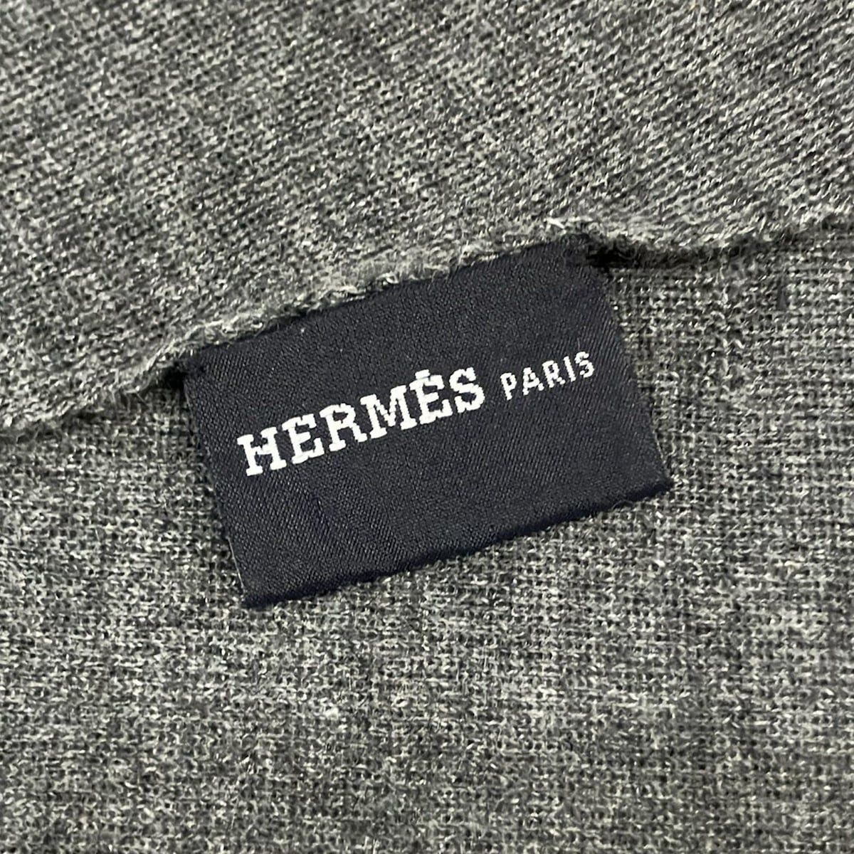 Hermes Shawl Gray Cashmere Silk Scarf — view 2