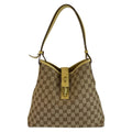 Gucci Jackie Beige Yellow Gold GG Canvas Leather Shoulder