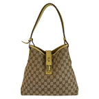 Gucci Jackie Beige Yellow Gold GG Canvas Leather Shoulder
