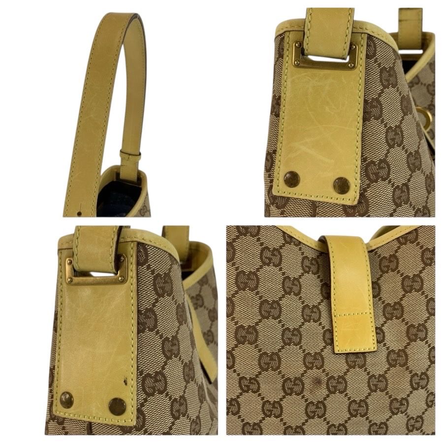 Gucci Jackie Beige Yellow Gold GG Canvas Leather Shoulder — view 5