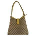 Gucci Jackie Beige Yellow Gold GG Canvas Leather Shoulder — view 2