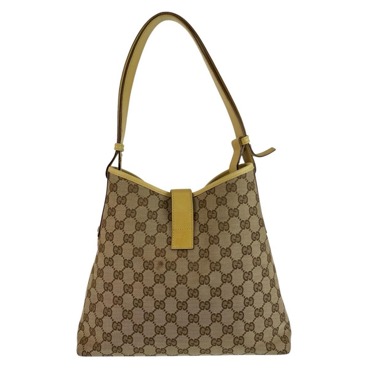 Gucci Jackie Beige Yellow Gold GG Canvas Leather Shoulder — view 2