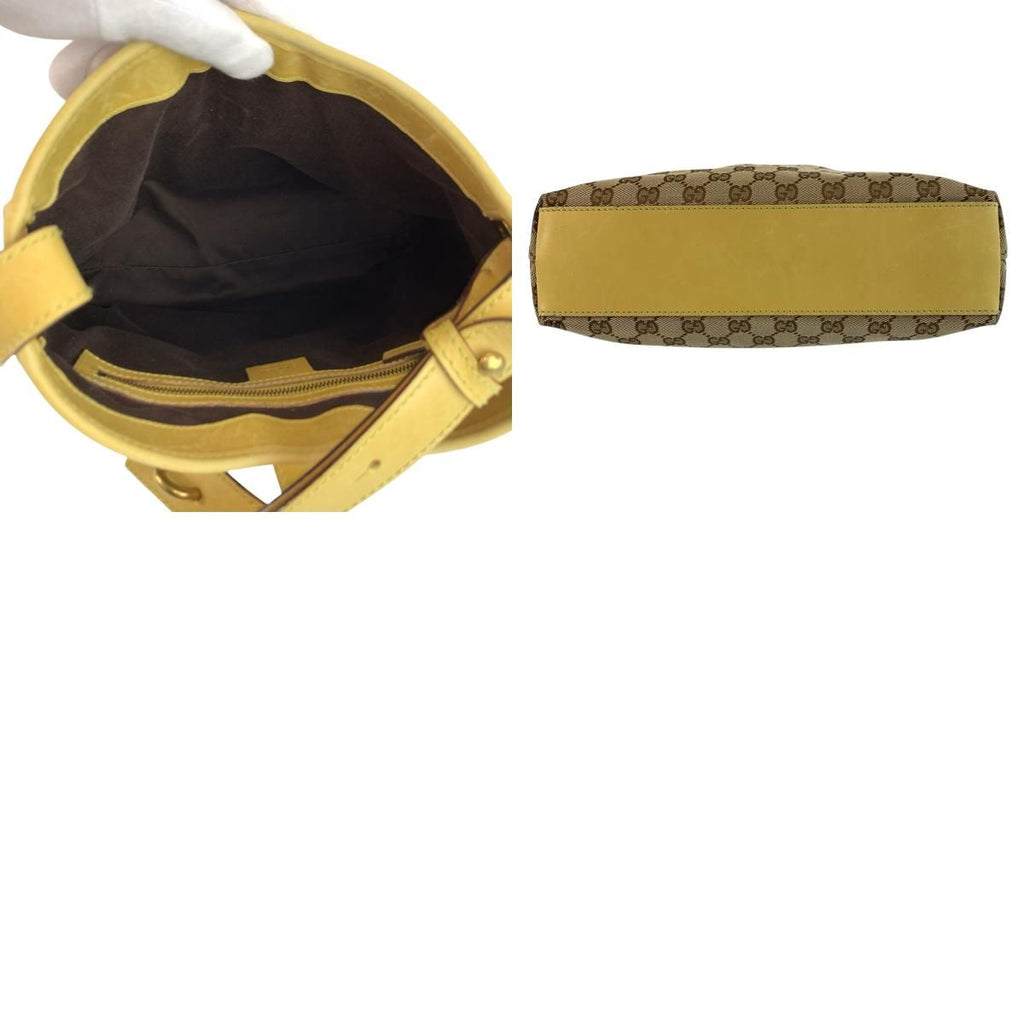 Gucci Jackie Beige Yellow Gold GG Canvas Leather Shoulder — view 9