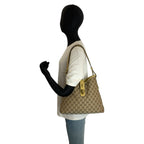 Gucci Jackie Beige Yellow Gold GG Canvas Leather Shoulder — view 7