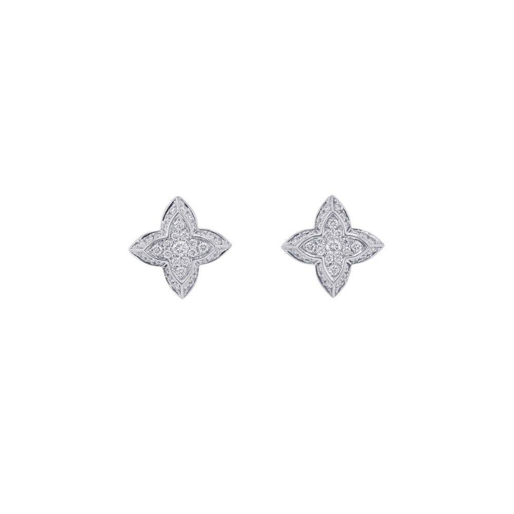 Louis Vuitton Earrings LV Diamond Double Round Total 18k White Gold — view 2