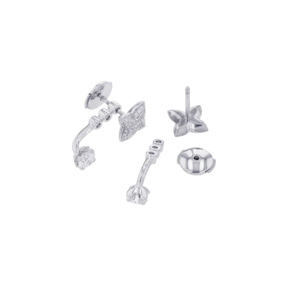 Louis Vuitton Earrings LV Diamond Double Round Total 18k White Gold — view 4