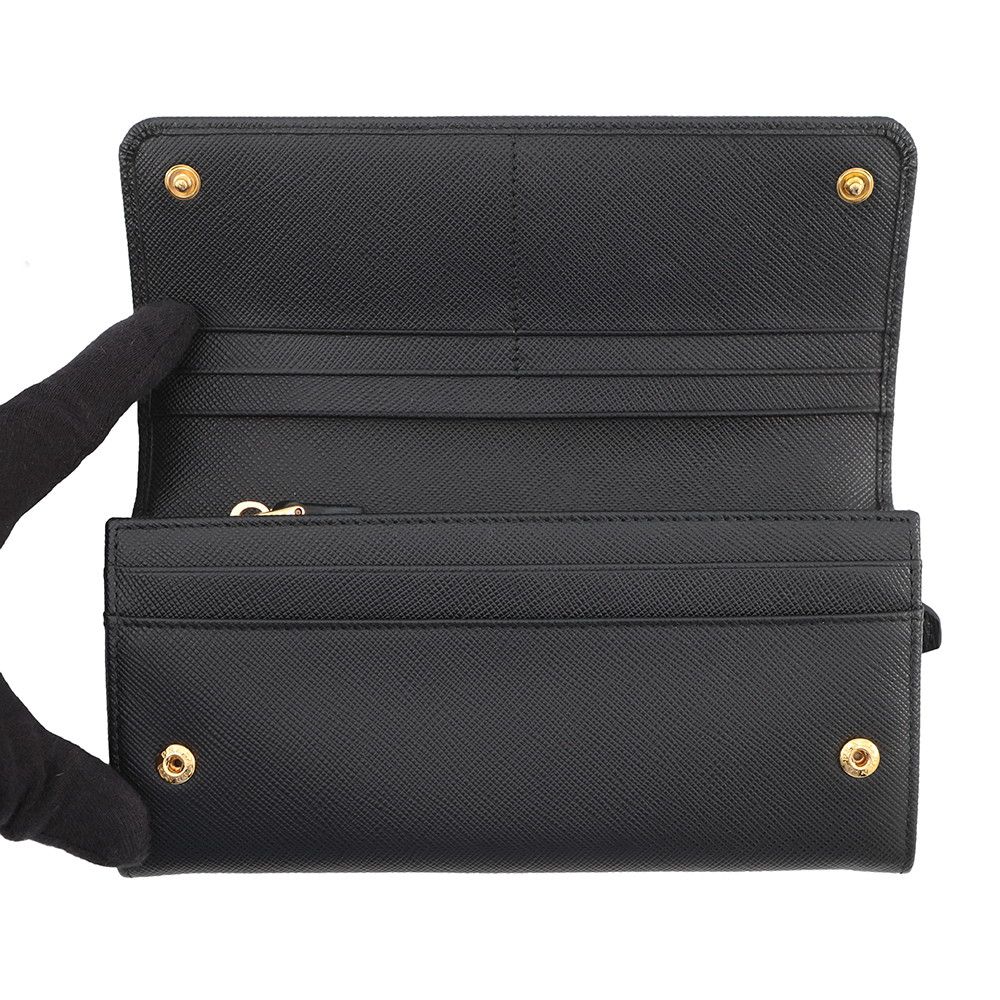 Prada Wallet Saffiano Leather Black with Card Case — view 4