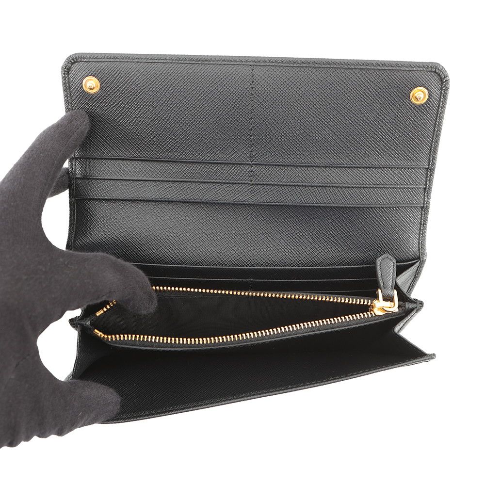 Prada Wallet Saffiano Leather Black with Card Case — view 5