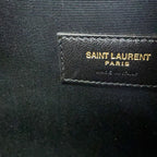 Saint Laurent Paris Pouch Rive Gauche Embroidered Wool Black — view 6