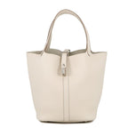 Hermes Handbag Picotin Lock MM Cles Silver Taurillon Clemence Tote