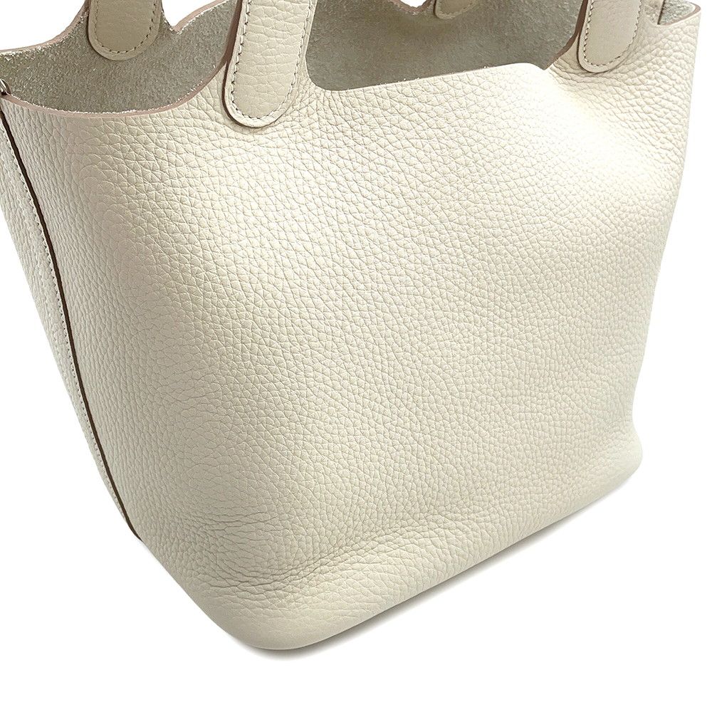 Hermes Handbag Picotin Lock MM Cles Silver Taurillon Clemence Tote — view 6