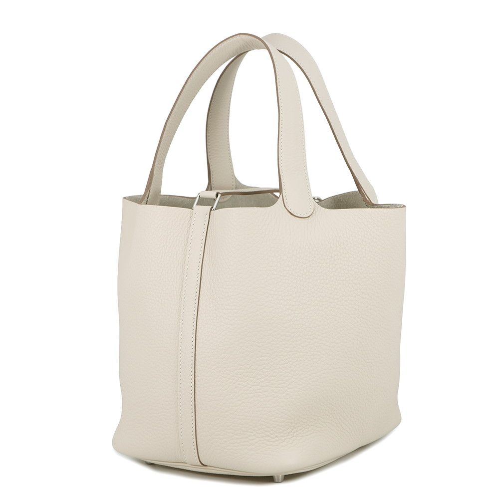 Hermes Handbag Picotin Lock MM Cles Silver Taurillon Clemence Tote — view 2