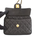 Chanel Shoulder Bag Quilted CC Logo Fringe Tassel Lambskin Black — view 5