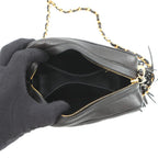 Chanel Shoulder Bag Quilted CC Logo Fringe Tassel Lambskin Black — view 6