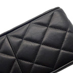 Chanel Shoulder Bag Quilted CC Logo Fringe Tassel Lambskin Black — view 8