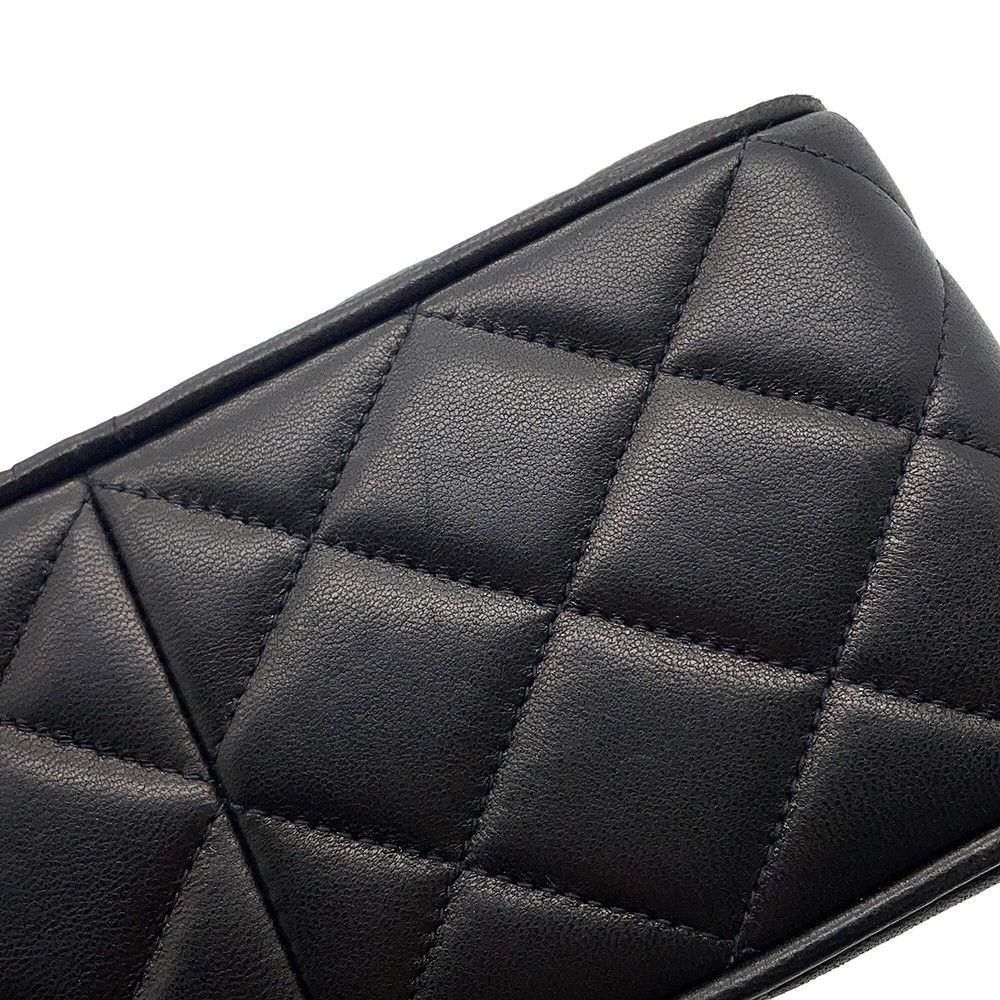 Chanel Shoulder Bag Quilted CC Logo Fringe Tassel Lambskin Black — view 8