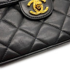 Chanel Shoulder Bag Quilted CC Logo Fringe Tassel Lambskin Black — view 7
