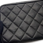 Chanel Shoulder Bag Quilted CC Logo Fringe Tassel Lambskin Black — view 9
