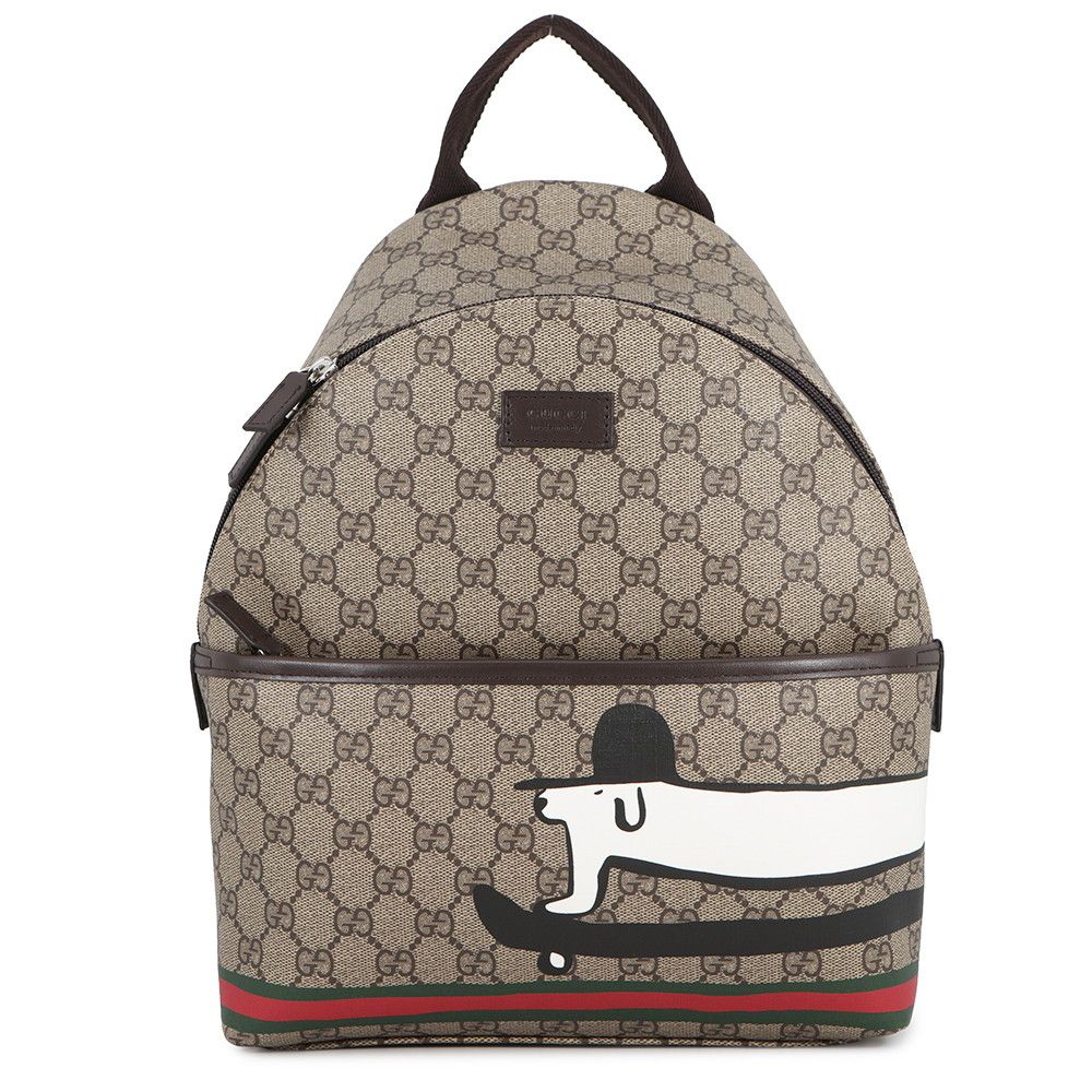 Gucci Backpack Children's Dog GG Supreme Leather Kids Yuan Roberts