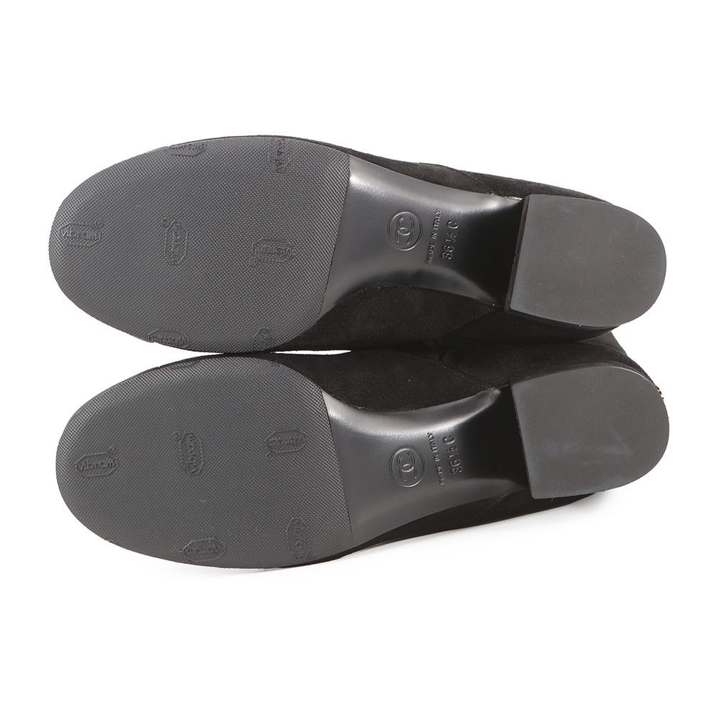 Chanel Long Boots CC Logo Suede Calfskin 36.5 Shoes Black — view 4