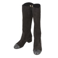 Chanel Long Boots CC Logo Suede Calfskin 36.5 Shoes Black