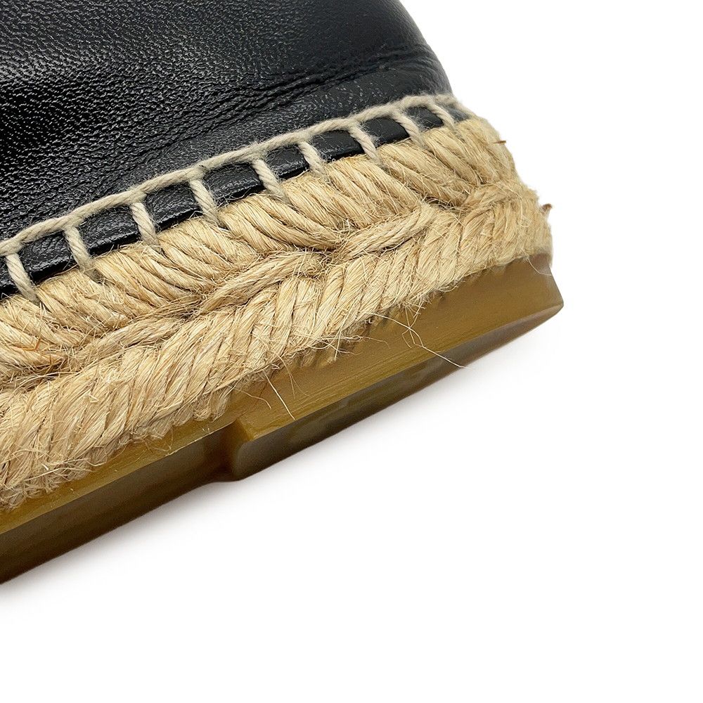Chanel Espadrilles CC Logo Flat Shoes Patent Leather 37 Slip on Black — view 6
