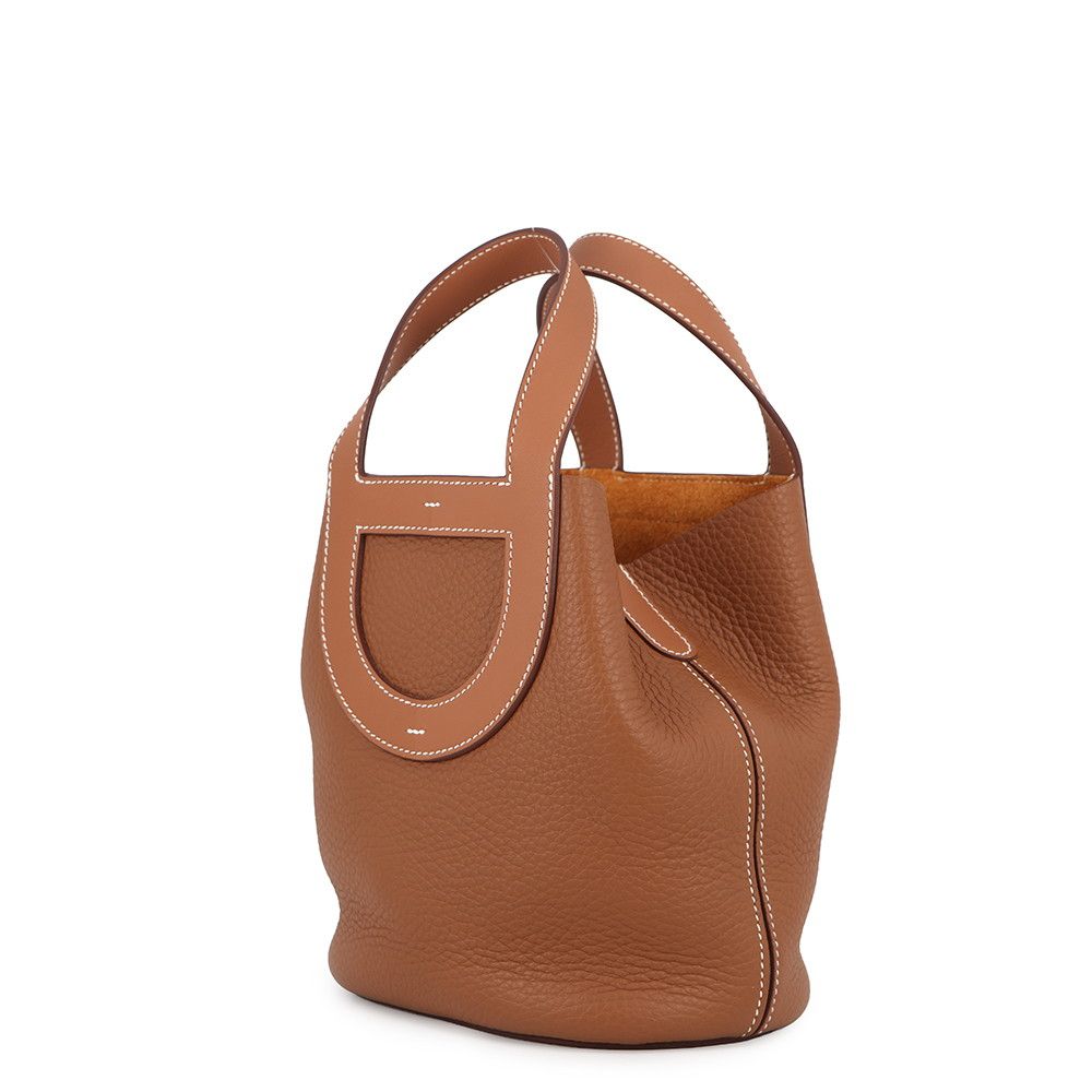 Hermes Tote in the Loop 18 Gold Taurillon Clemence Swift — view 2