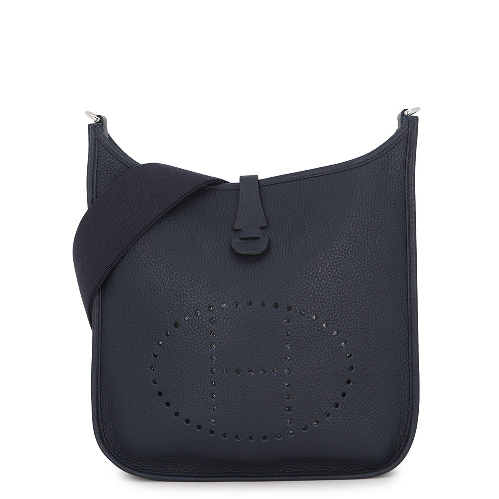 Hermes Shoulder Bag Evelyne 3 PM Blue Nuit Silver Taurillon Clemence