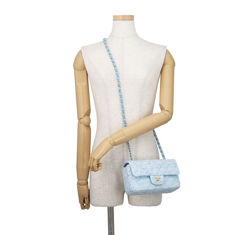 Chanel Chain Shoulder Bag CC Logo Sequin Tweed Mini Flap — view 4