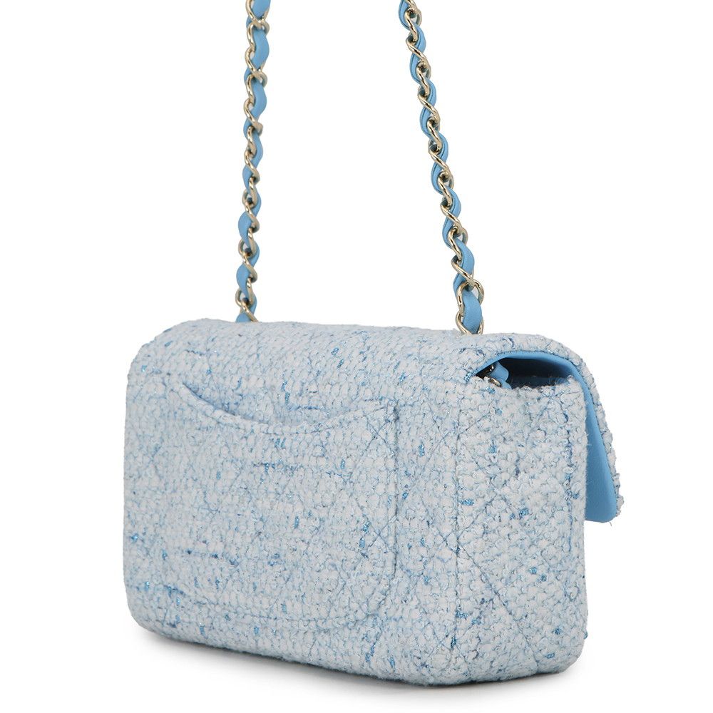 Chanel Chain Shoulder Bag CC Logo Sequin Tweed Mini Flap — view 2
