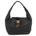 Chanel Handbag Quilted CC Logo Hobo Calfskin Black