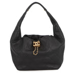 Chanel Handbag Quilted CC Logo Hobo Calfskin Black