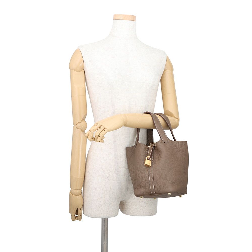 Hermes Handbag Picotin Lock PM Etoupe Gold Taurillon Clemence — view 4