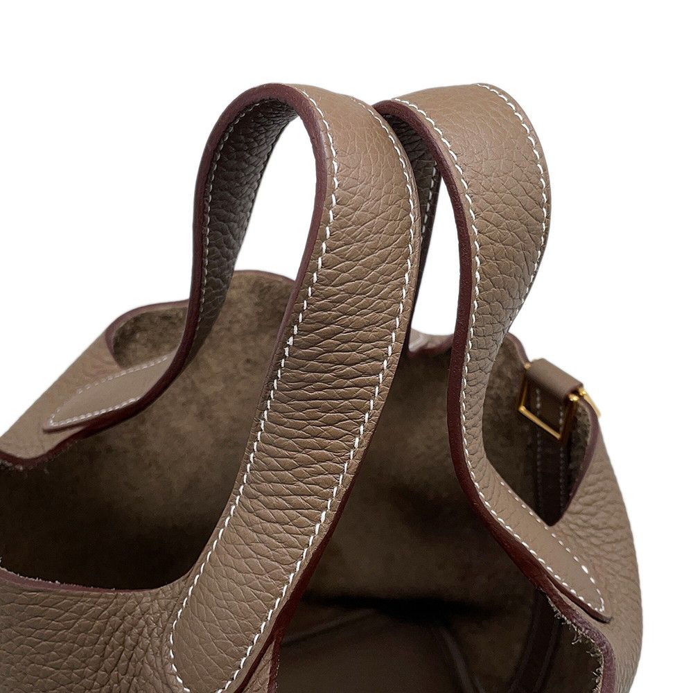 Hermes Handbag Picotin Lock PM Etoupe Gold Taurillon Clemence — view 8