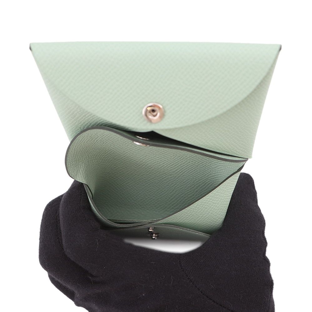 Hermes Coin Case Calvi Duo Vert Silver Epsom — view 5