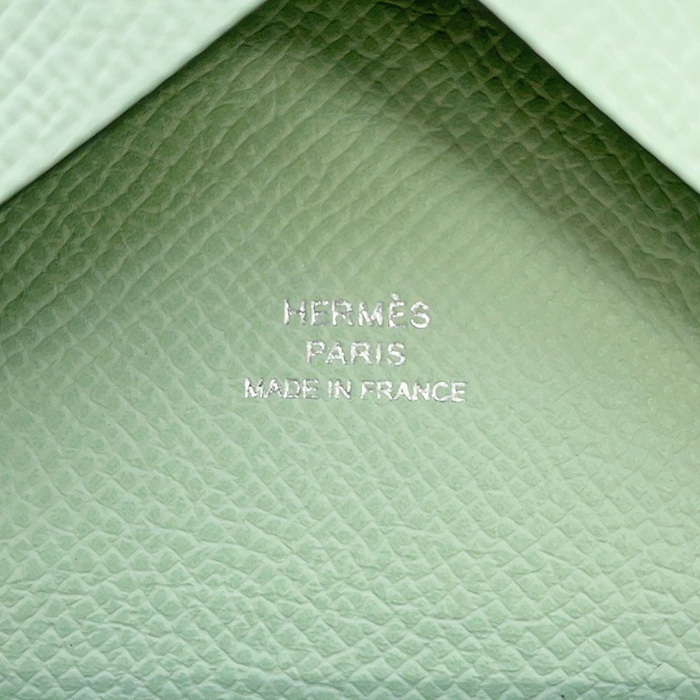 Hermes Coin Case Calvi Duo Vert Silver Epsom — view 9