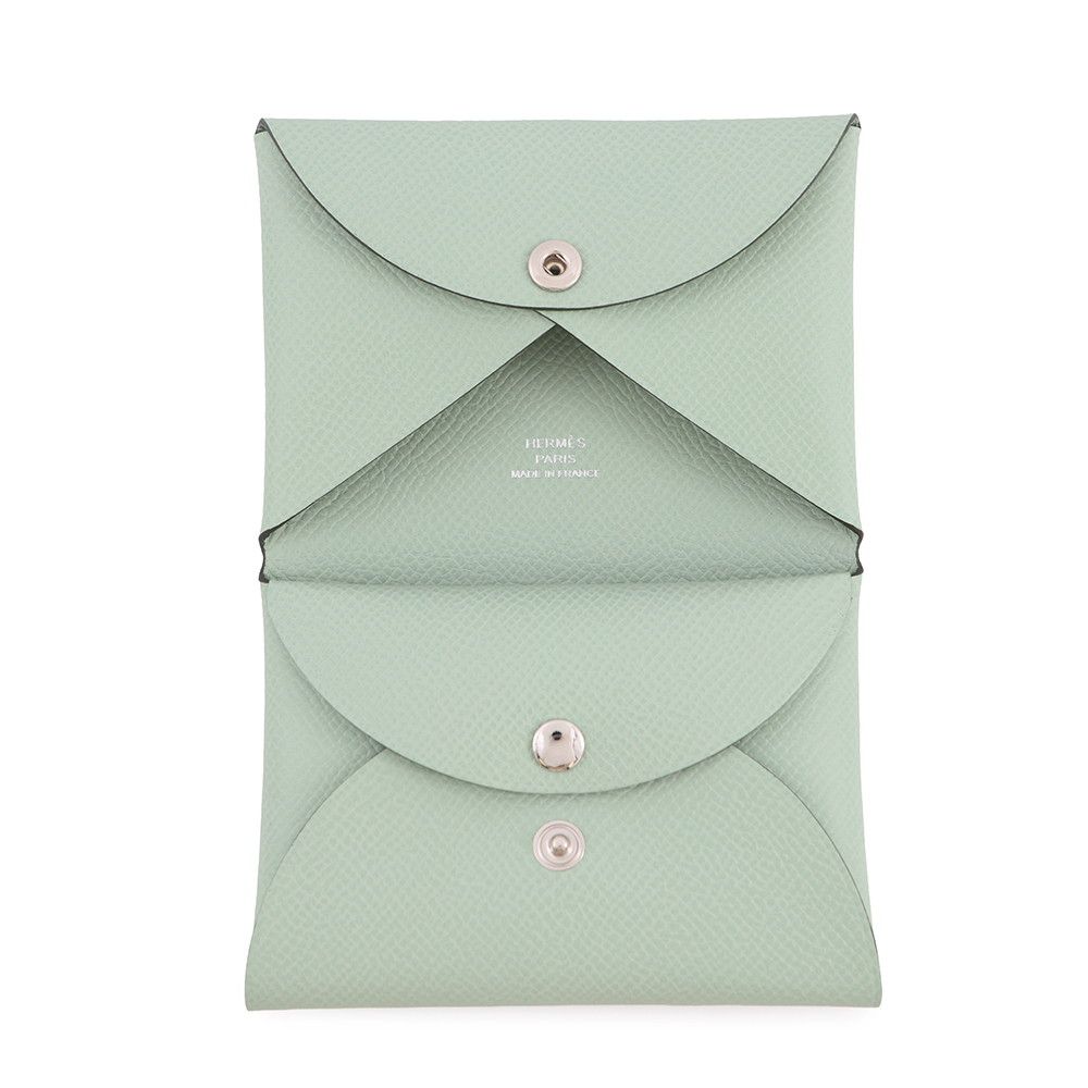 Hermes Coin Case Calvi Duo Vert Silver Epsom — view 4