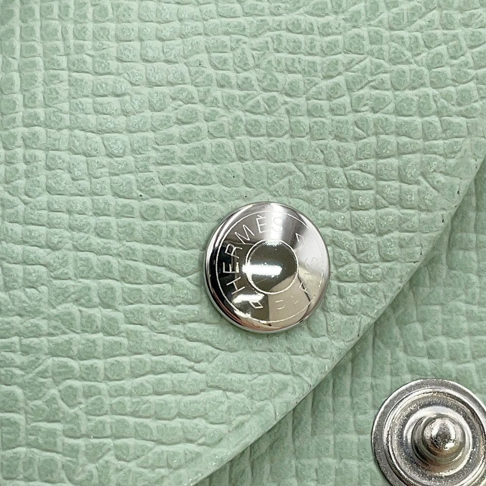 Hermes Coin Case Calvi Duo Vert Silver Epsom — view 6