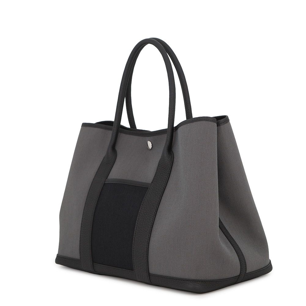 Hermes Tote Garden Party PM Ardoise Black Silver Negonda Toile Military — view 2
