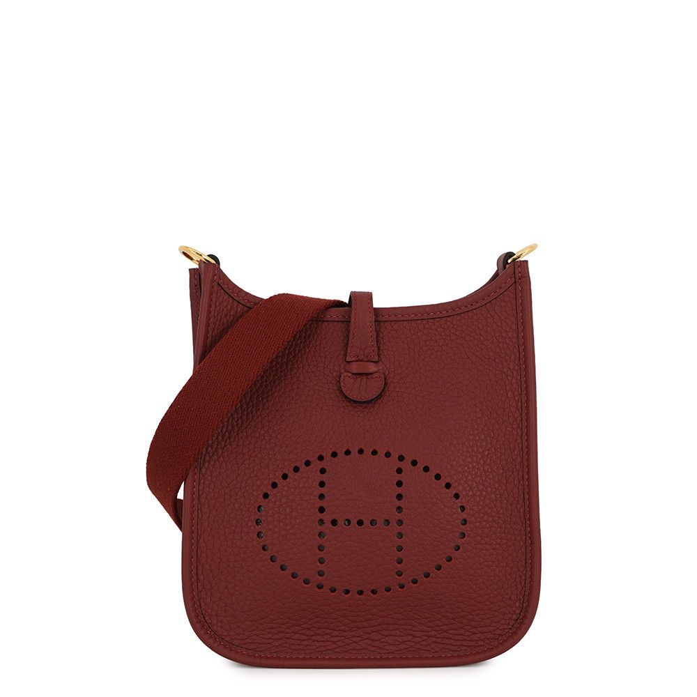 Hermes Shoulder Bag Evelyne TPM 111 cm Amazon Rouge Ash Gold Taurillon Clemence