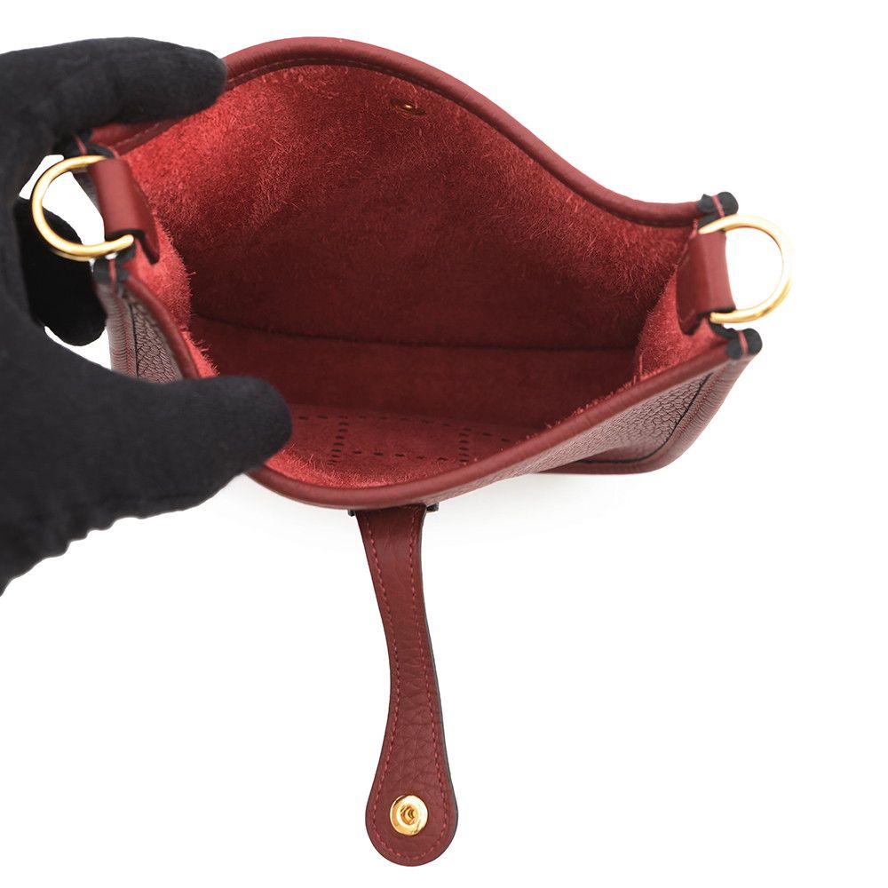 Hermes Shoulder Bag Evelyne TPM 111 cm Amazon Rouge Ash Gold Taurillon Clemence — view 4