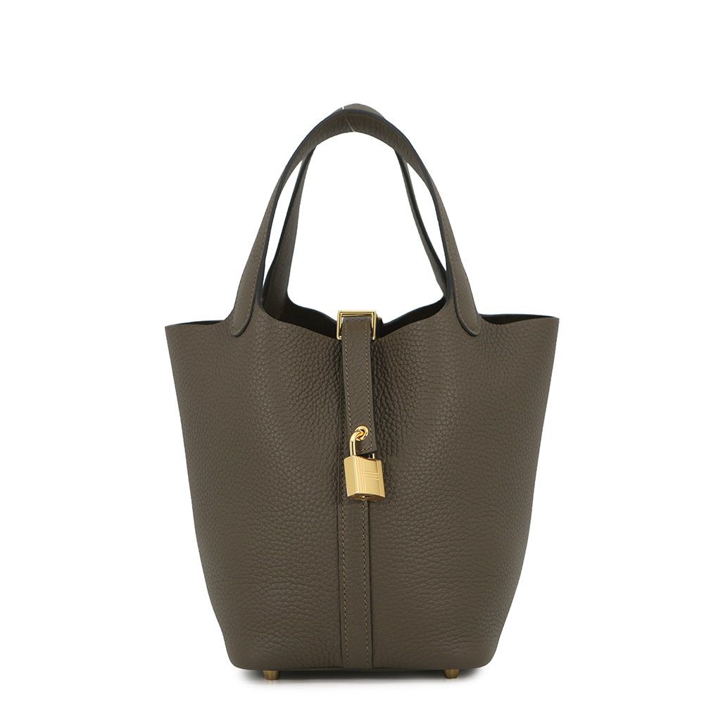 Hermes Handbag Picotin Lock PM Vert Roden Gold Taurillon Clemence