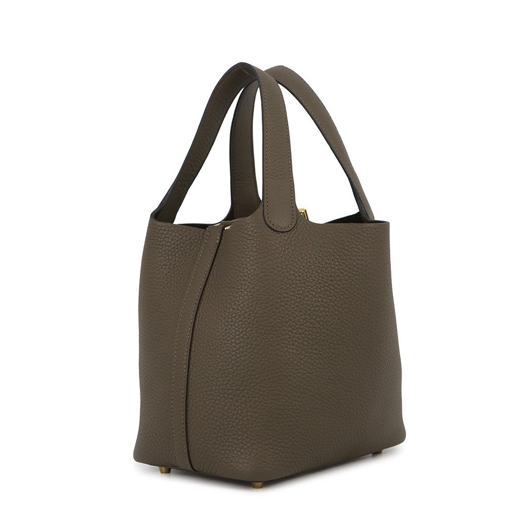 Hermes Handbag Picotin Lock PM Vert Roden Gold Taurillon Clemence — view 2