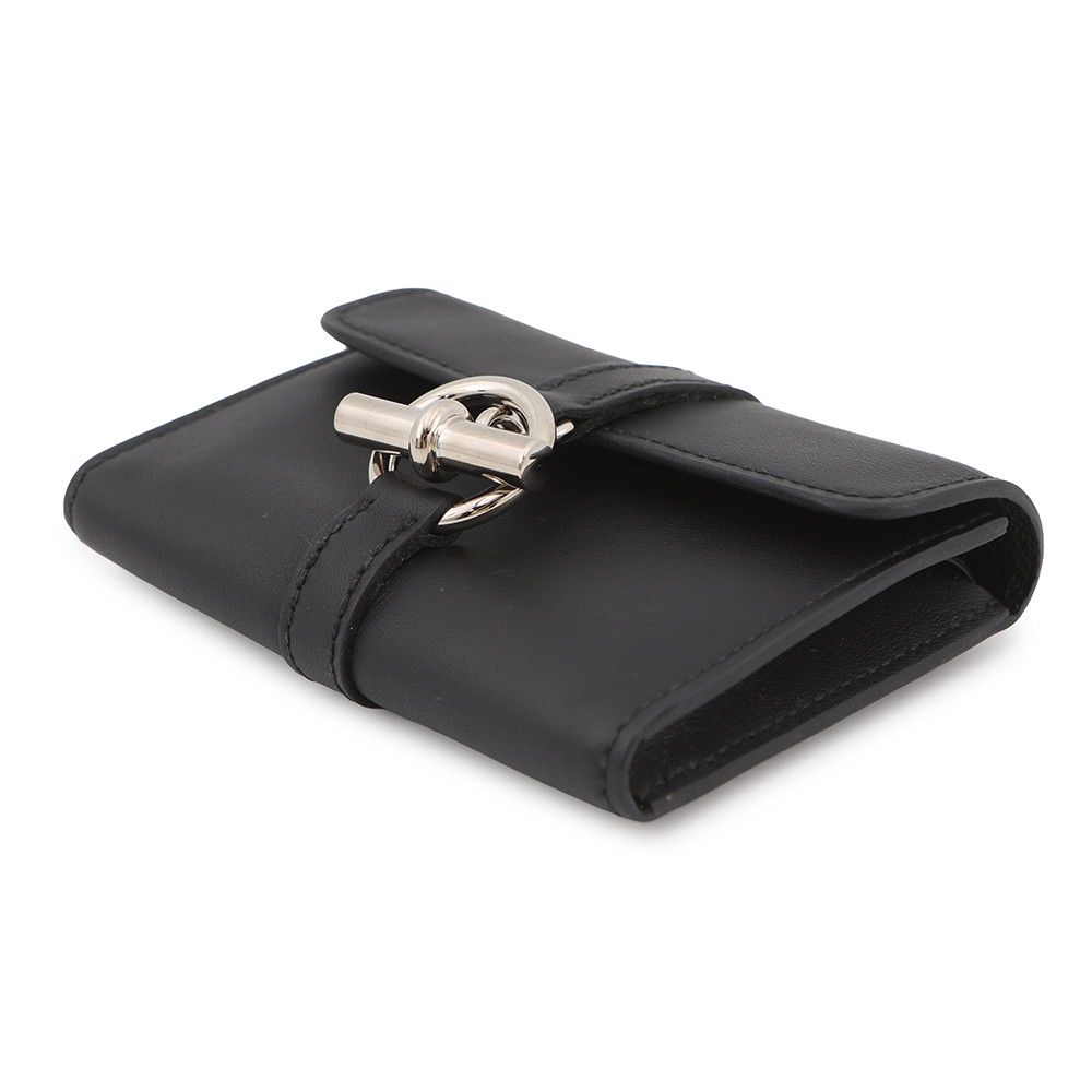 Hermes Coin Case Glenan Compact Wallet Black Silver Swift — view 2
