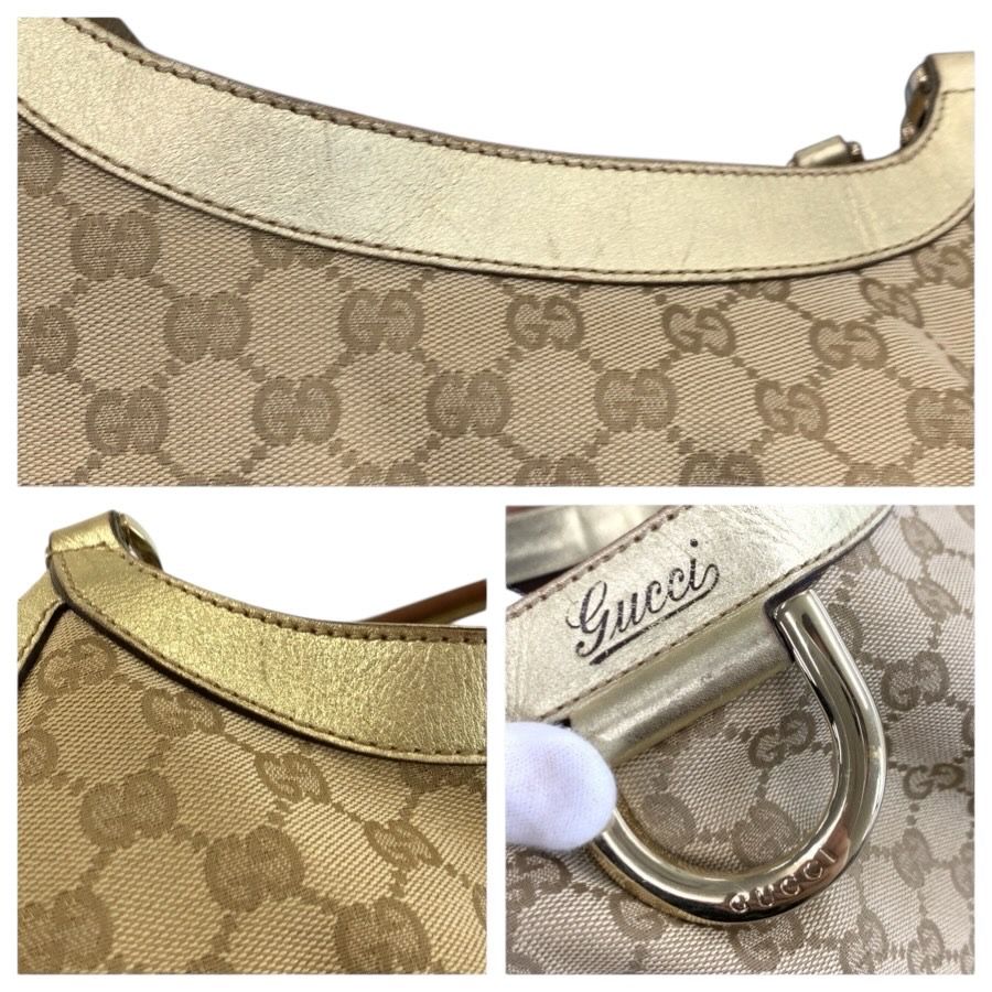 Gucci Abbey Beige Gold GG Canvas Tote Shoulder — view 5