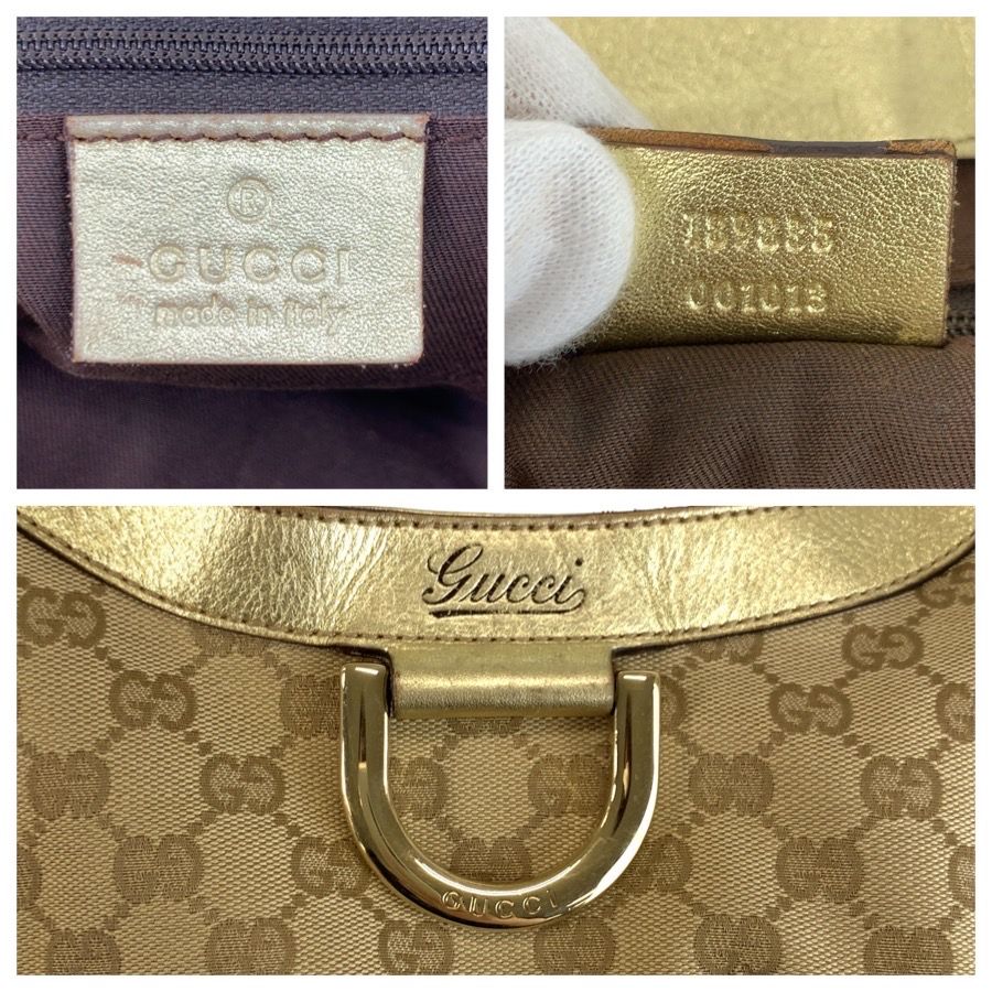 Gucci Abbey Beige Gold GG Canvas Tote Shoulder — view 3